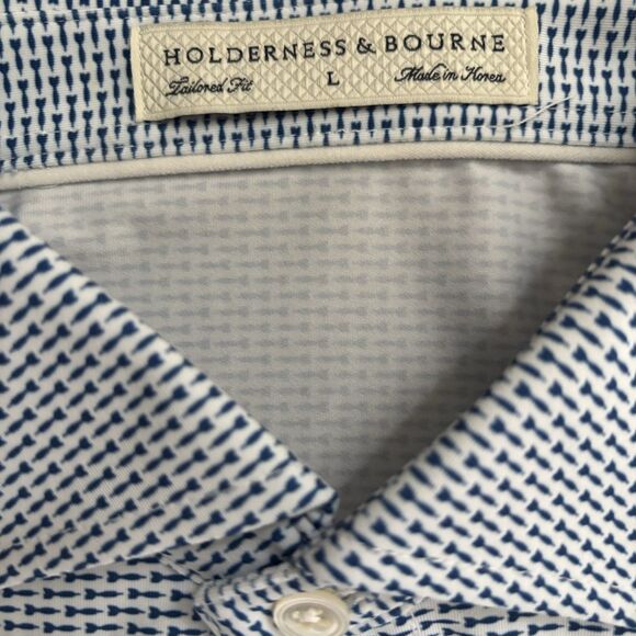 Holderness & Bourne Duncan Shirt "throwing dart" DryLuxe Performance Golf Polo L - Picture 7 of 8